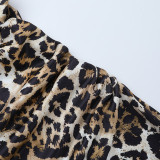 Women Fall Square Neck Leopard Print Dress