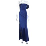 Women Fall Off-Shoulder Slit Dress