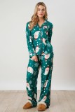 Christmas Women Printed Casual Long-Sleeve Top and Pajama Two-Piece Set