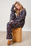 Christmas Women Printed Casual Long-Sleeve Top and Pajama Two-Piece Set