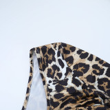 Women Fall Square Neck Leopard Print Dress