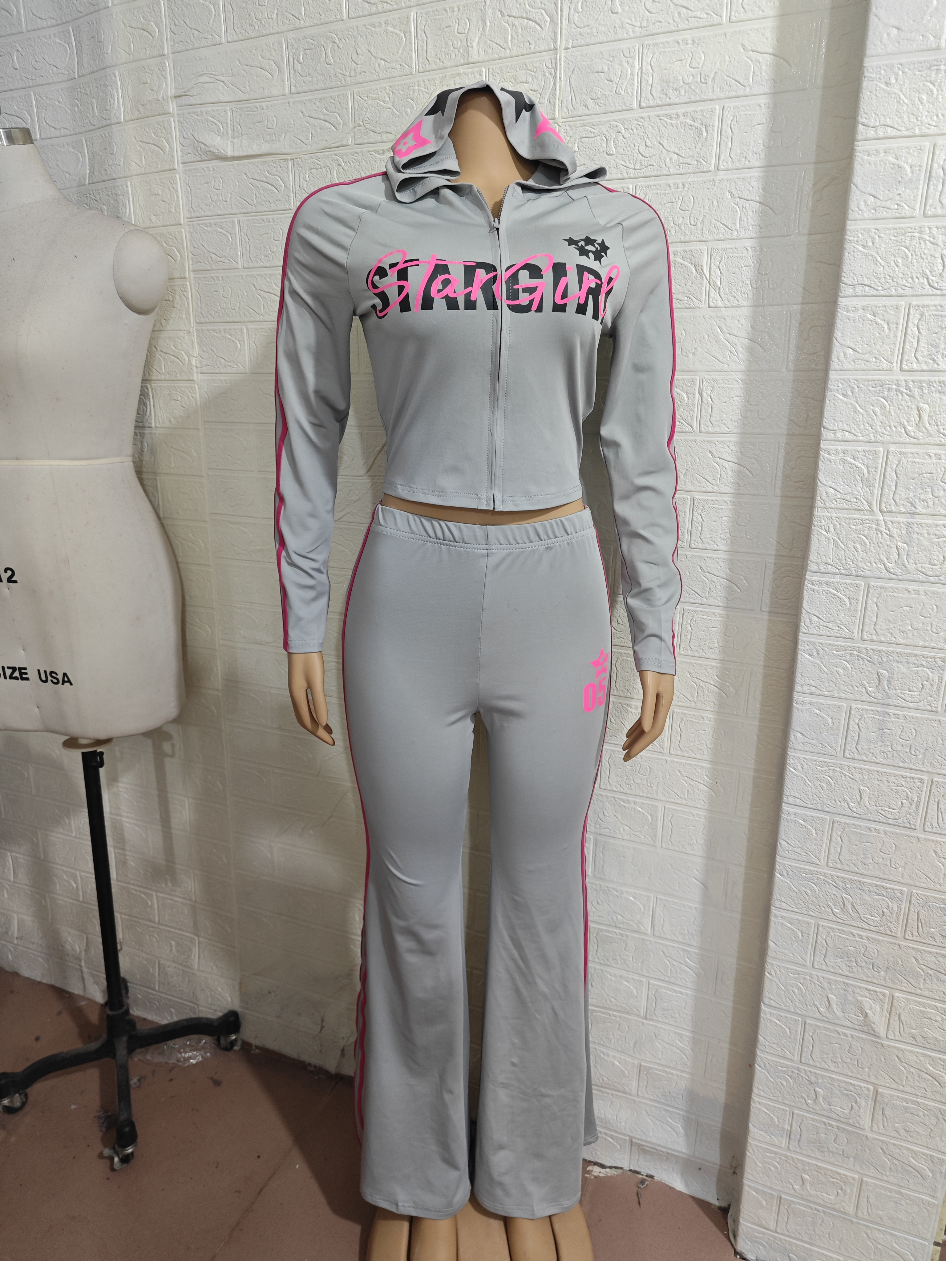 Women Top and Fitness Bell Bottom Two-Piece Set