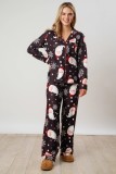 Christmas Women Printed Casual Long-Sleeve Top and Pajama Two-Piece Set