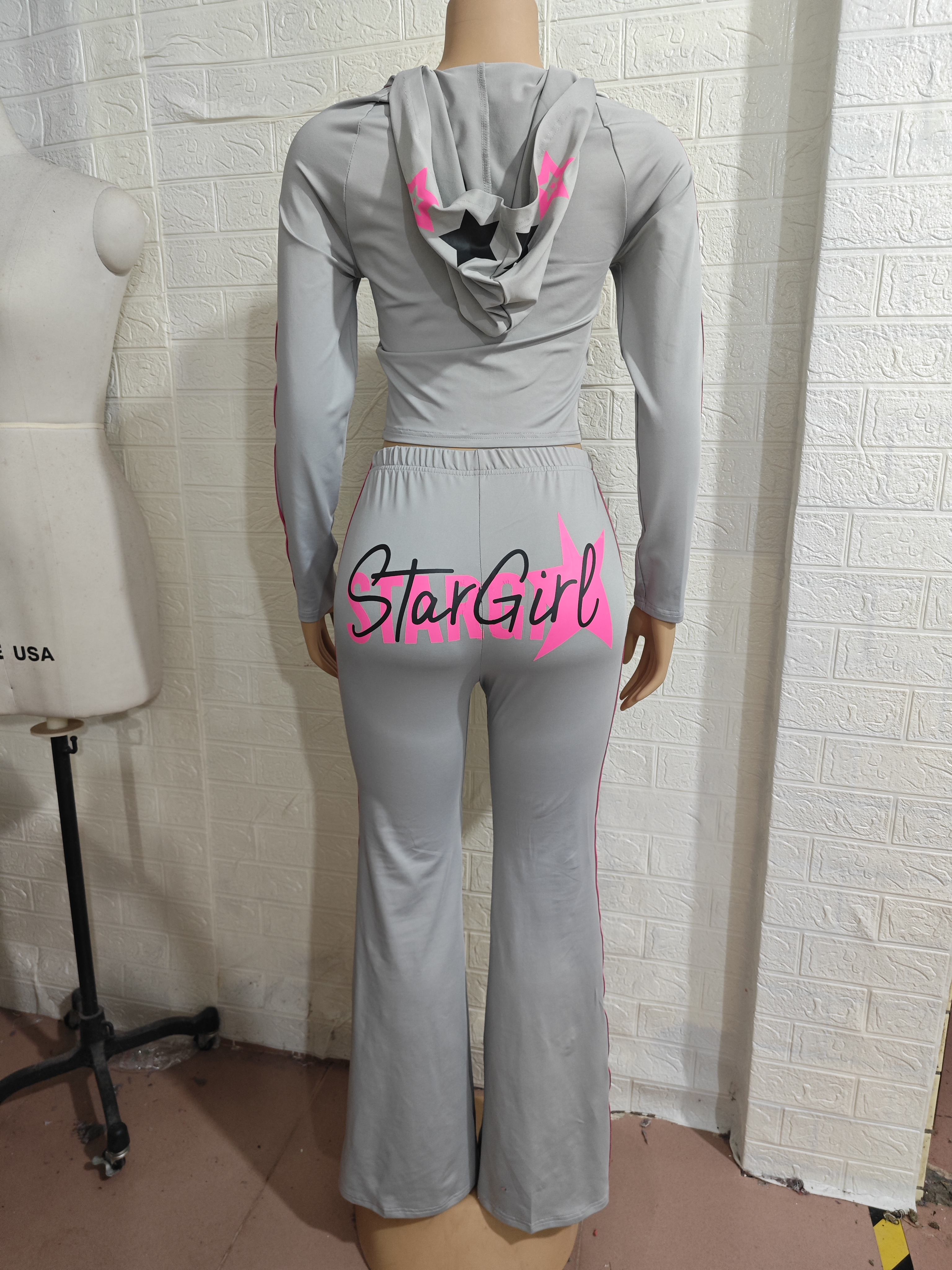 Women Top and Fitness Bell Bottom Two-Piece Set