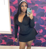 Women Sporty Casual Stand Collar Long-Sleeved Zippered Top and Pants Two-Piece Set