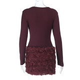 Women Floral Patchwork Long Sleeve Autumn Dress