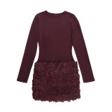 Women Floral Patchwork Long Sleeve Autumn Dress