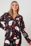 Christmas Women Printed Casual Long-Sleeve Top and Pajama Two-Piece Set