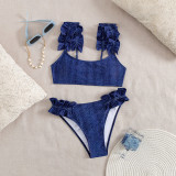 Strap Sleeveless Mid-Waist Bikini Sexy Two-Piece Swimsuit for Women