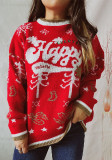 Autumn & Winter Round Neck Long Sleeve Color Block Letter Snowflake Christmas Knitted Pullover Sweater