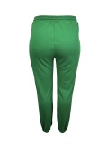 Plus Size Women's Elegant Solid Color Fashion Elastic Drawstring Waist Casual Pants