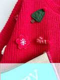 Loose Christmas Sweater Oversized Christmas Stocking Snowman Pocket Decorated Red New Year Sweater for Women