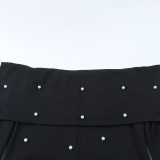 Beaded Off-Shoulder Dress Autumn Chic Slim Evening Gown