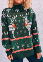 Autumn & Winter Moose Snowflake Christmas Tree Knitted Pullover Sweater for Women
