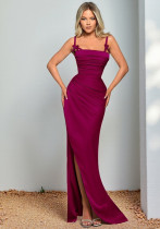 Women's Strap Sexy Split Satin Formal Dress