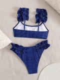 Strap Sleeveless Mid-Waist Bikini Sexy Two-Piece Swimsuit for Women