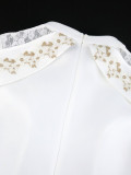 Round Neck Party Dress Lace Patchwork Long Sleeve Slim Waist Bodycon Bridesmaid Gown