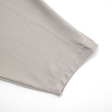 Women's Autumn & Winter Solid Color Casual Slash Shoulder One-Shoulder Lantern Long Sleeve Bell Bottom Pants Set