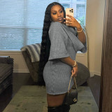 Women's Autumn & Winter Solid Color Casual Loose Cowl Neck Knitted Mid-Long Sleeve Dress