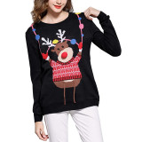 Cartoon Jacquard Knitted Top Autumn & Winter Loose Christmas Sweater