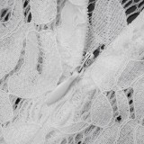 Autumn Sexy Lace See-Through Tight Fitting Long Sleeve Zipper Jumpsuit