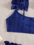 Strap Sleeveless Mid-Waist Bikini Sexy Two-Piece Swimsuit for Women