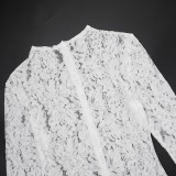 Autumn Sexy Lace See-Through Tight Fitting Long Sleeve Zipper Jumpsuit