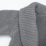 Women's Autumn & Winter Solid Color Casual Loose Cowl Neck Knitted Mid-Long Sleeve Dress