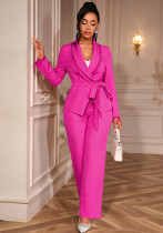 V-Neck Beaded Slim Waist Long Sleeve Blazer & High-Waist Straight Pants Two-Piece Set V-Neck Beaded Slim Waist Long Sleeve Blazer & High-Waist Straight Pants Two-Piece Set