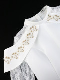 Round Neck Party Dress Lace Patchwork Long Sleeve Slim Waist Bodycon Bridesmaid Gown