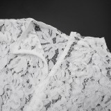 Autumn Sexy Lace See-Through Tight Fitting Long Sleeve Zipper Jumpsuit