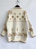 Autumn & Winter Round Neck Long Sleeve Color Block Letter Snowflake Christmas Knitted Pullover Sweater