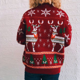 Autumn & Winter Moose Snowflake Christmas Tree Knitted Pullover Sweater for Women