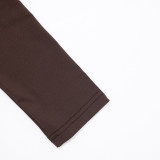 Women's Autumn Off-Shoulder Crop Top & High-Waist Hollow Out Pants Set