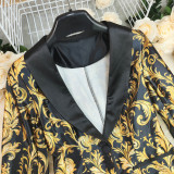 Printed Long Sleeve Professional Chic Blazer Jacket