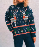 Autumn & Winter Moose Snowflake Christmas Tree Knitted Pullover Sweater for Women