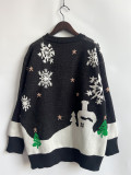 Christmas Sweater Snowman Pattern Round Neck Long Sleeve Knitted Pullover New Year Top