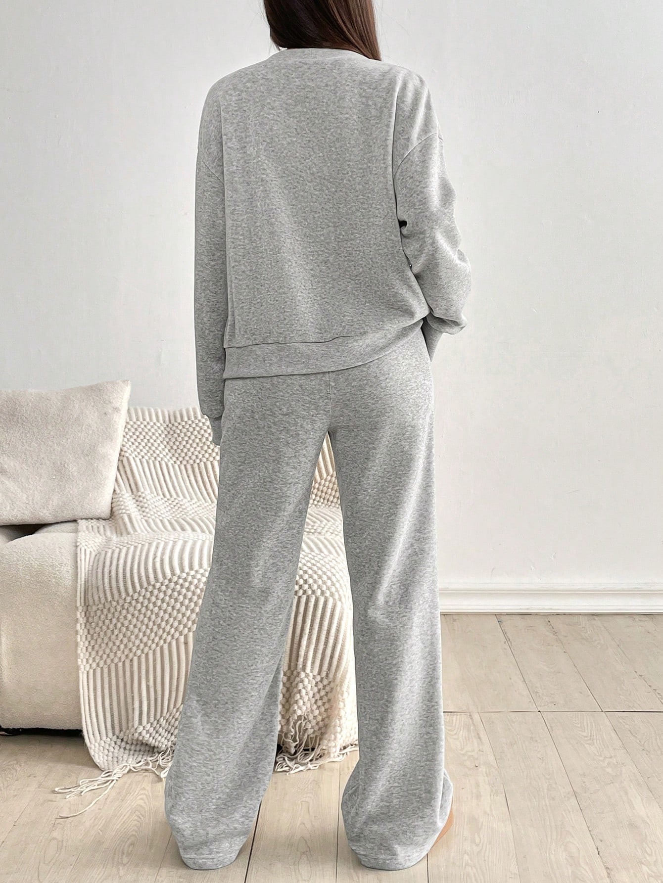 Women's Autumn & Winter Button Coat & Wide-Leg Pants Casual Set