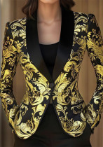 Printed Long Sleeve Professional Chic Blazer Jacket