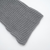 Women's Autumn & Winter Solid Color Casual Loose Cowl Neck Knitted Mid-Long Sleeve Dress