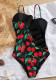 Strap One-Piece Swimsuit Women's Ruffled Triangle Bottom Printed Swimwear