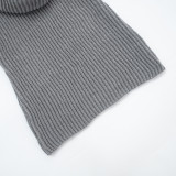 Women's Autumn & Winter Solid Color Casual Loose Cowl Neck Knitted Mid-Long Sleeve Dress