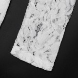Autumn Sexy Lace See-Through Tight Fitting Long Sleeve Zipper Jumpsuit