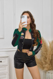 Women's Autumn Fashion Slim Fit Patchwork Stand Collar Baseball Jacket