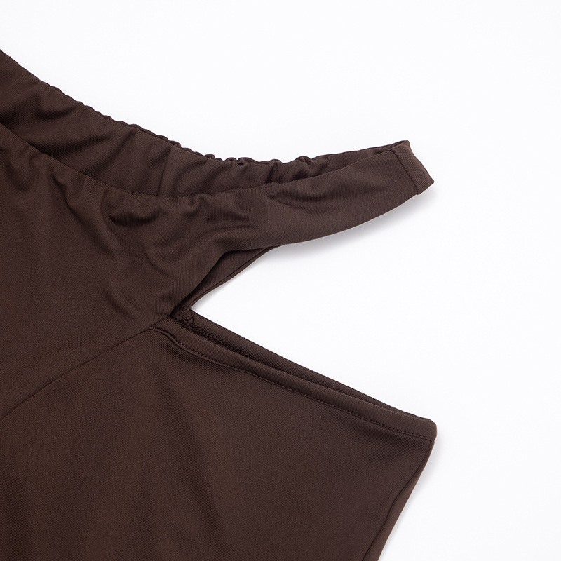 Off-Shoulder Crop Top & High-Waist Hollow Out Pants Set