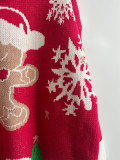 Christmas Sweater Snowman Pattern Round Neck Long Sleeve Knitted Pullover New Year Top
