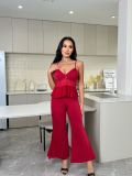 Strap Pajama Pants Set V-Neck Lace Sexy Loungewear Set