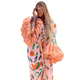 Women Beach Holidays Beach Print Cover-Up Jacket