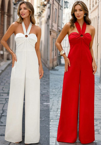 Women Summer Sexy Halter Neck Strapless Jumpsuit