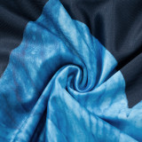 Women Sexy Backless Swing Neck Printed Side Ribbon Bodycon Dress